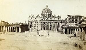 Italy Rome Papal Basilica of St. Peter in the Vatican old CDV Photo Sommer 1870