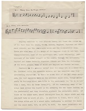 "The Folk Songs of Our Southern Negro." [College Term Paper]