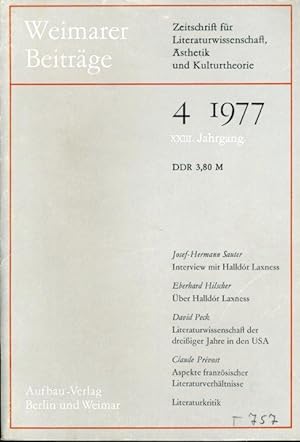 Weimarer Beiträge. Zeitschrift für Literaturwissenschaft, Ästhetik und Kulturtheorie. 23. Jg. 197...