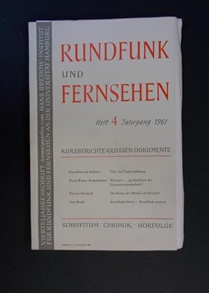 Vierteljahresschrift Rundfunk und Fernsehen Heft 4 Jahrgang 1961