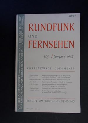 Vierteljahresschrift Rundfunk und Fernsehen Heft 1 Jahrgang 1965