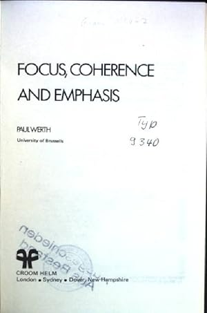 Seller image for Focus, Coherence and Emphasis for sale by books4less (Versandantiquariat Petra Gros GmbH & Co. KG)