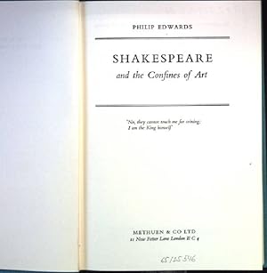 Bild des Verkufers fr Shakespeare and the Confines of Art. zum Verkauf von books4less (Versandantiquariat Petra Gros GmbH & Co. KG)