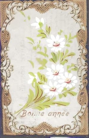 Zelluloid Ansichtskarte / Postkarte Glückwunsch Neujahr, Blumen