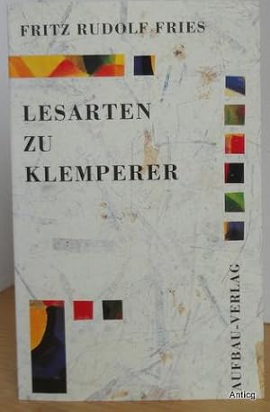 Seller image for Lesarten zu Klemperer. for sale by Antiquariat Gntheroth