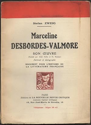 Image du vendeur pour MARCELINE DESBORDES-VALMORE. Son oeuvre. mis en vente par Librairie Le Livre Penseur