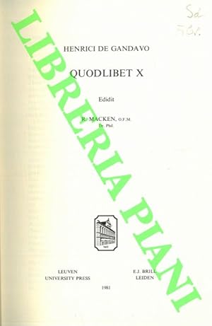 Quodlibet X. Editit R. Macken.