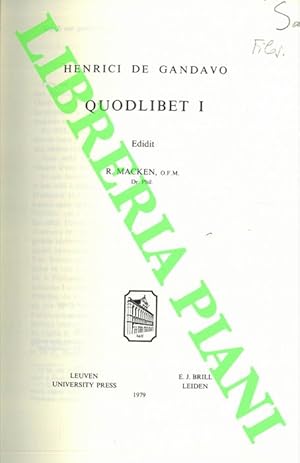 Quodlibet I. Editit R. Macken.