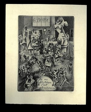 Un foglietto calcografico di cm. 10,5 x 8,0 (alla battuta) per G. Botta, "De ma bibliothèque de l...
