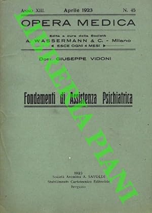 Imagen del vendedor de Fondamenti di Assistenza Psichiatrica. a la venta por Libreria Piani