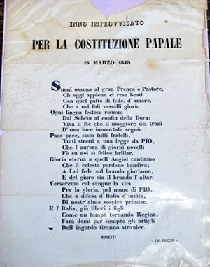 Inno improvvisato per la Costituzione papale. 18 marzo 1848.