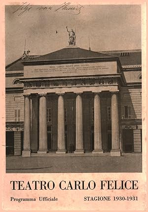 Bild des Verkufers fr Teatro Carlo Felice Programma Ufficiale Stagione 1930-1931 zum Verkauf von Di Mano in Mano Soc. Coop