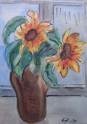 Klaus Beilstein, Oldenburg - expressionist. Aquarell Sonnenblumen