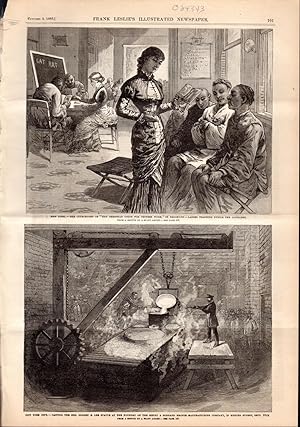 Seller image for ENGRAVING: "2 New York Scenes: Club0rooms of the Christian Union for Cinese Work, Brooklyn & Casting Gen. Robert E. Lee Statue".engravings from Frank Leslie's Illustrated Newspaper: October 6,1883 for sale by Dorley House Books, Inc.