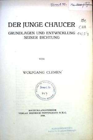 Bild des Verkufers fr Der Junge Chaucer. Grundlagen und Entwicklung seiner Dichtung. Klner Anglistische Arbeiten, 33.band zum Verkauf von books4less (Versandantiquariat Petra Gros GmbH & Co. KG)