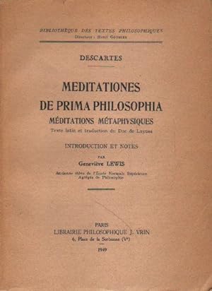 Bild des Verkufers fr Meditationes de prima philosophia. zum Verkauf von Versandantiquariat Boller