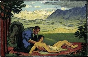 Ganzsache Künstler Ansichtskarte / Postkarte Schweizer Bundesfeier 1917, Henri Dunant, Rotes Kreuz