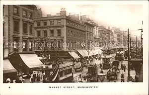 Seller image for Postkarte Carte Postale 11774976 Manchester Market Street Tram Kutsche Manchester for sale by Versandhandel Boeger