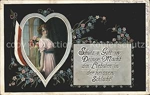 Bild des Verkufers fr Postkarte Carte Postale 11854551 Poesie WK1 Fahne Schwarz-Weiss-Rot Herz Frau Blumen Militaria WK1 zum Verkauf von Versandhandel Boeger