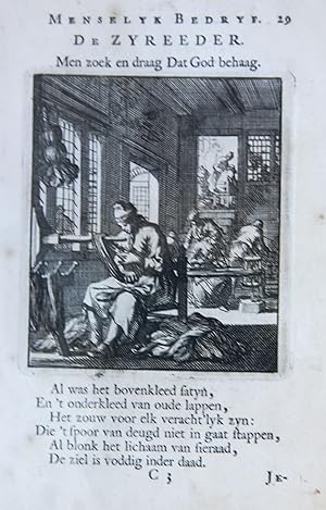 Antique print/originele prent: De Zyreeder/The Spinner.