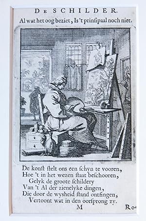 Antique print/originele prent: De Schilder/The Painter.