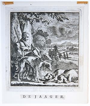 Antique print/originele prent: De Jaager/The Hunter.