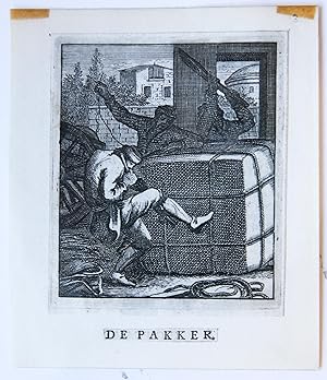 Antique print/originele prent: De Pakker/The Packer.