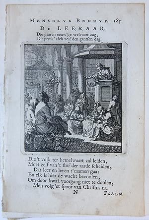 Antique print/originele prent: De Leeraar/The Teacher.