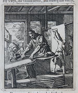Antique print/originele prent: De Droogscheerder/The Cloth-shearer.