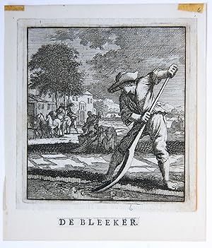 Antique print/originele prent: De Bleeker/The Bleacher.