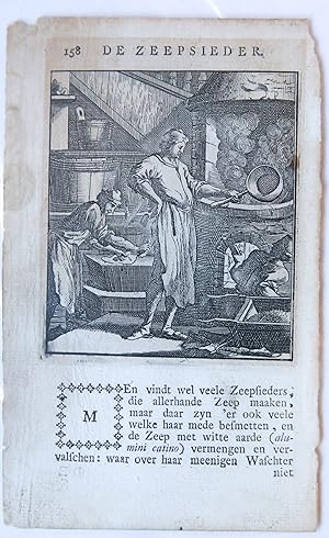 Antique print/originele prent: De Zeepsieder/The Soap Maker.