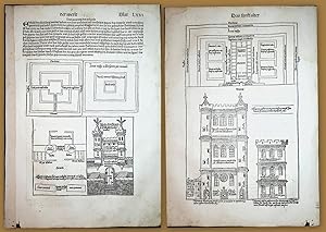 WELTCHRONIK Blatt, Leaf: LXVI [66] recto und verso: Tempel Ezechiels, oder der dritte Tempel Jeru...