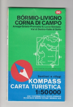 Bild des Verkufers fr Bormio-Livigno, Corna di Campo. Kompass Carta Touristica Sentieri e rifugi. Nr. 96. Verlagsnummer 96. zum Verkauf von Allguer Online Antiquariat