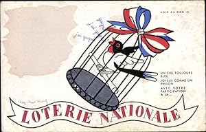 Künstler Ansichtskarte / Postkarte Lotterie Nationale, Vogel im Käfig