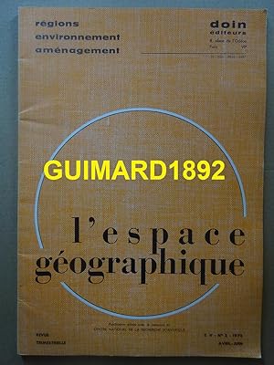 L'Espace géographique tome V n°2 avril 1976