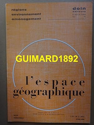 L'Espace géographique tome IV n°2 avril 1975