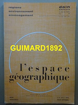 L'Espace géographique tome V n°3 juillet 1976