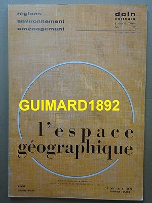 L'Espace géographique tome VII n°1 janvier 1978