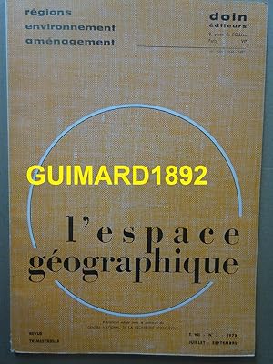 L'Espace géographique tome VII n°3 juillet 1978