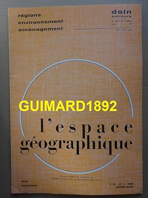 L'Espace géographique tome IX n°1 janvier 1980