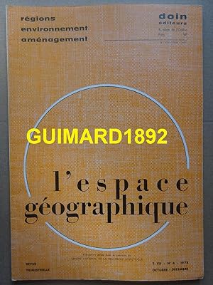 L'Espace géographique tome VII n°4 octobre 1978