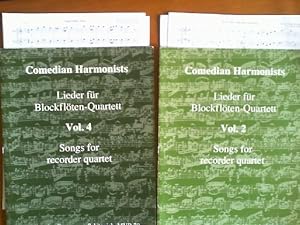 Bild des Verkufers fr Comedian Harmonists: Lieder fr Blockflten-Quartett (AATB). Band 1, 2, 3 und 4. Zusammen 4 Hefte. MBV Nr. 38, 77, 78, und 79. Einzelstimmen zu Band 1: 2 x A1 A2; 2 x Tenor / Bass. Zu Band 2: 1 x A1/A2, 2 x T und B. Zu Band 3: 2 x A1/ A2; 2x Tenor / Bass. Einzelstimmen zu Band 4: 2x A1A2 und 2x TB. Edition MVB 77 und 79. zum Verkauf von Buch-Galerie Silvia Umla