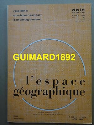 L'Espace géographique tome VIII n°2 avril 1979