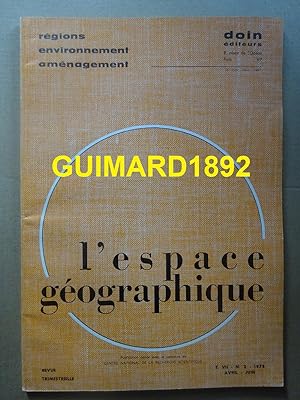 L'Espace géographique tome VII n°2 avril 1978