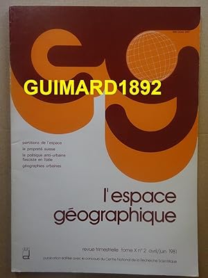 L'Espace géographique tome X n°2 avril 1981