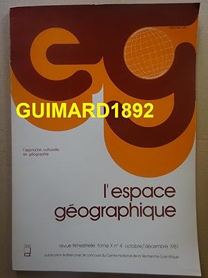 L'Espace géographique tome X n°4 octobre 1981