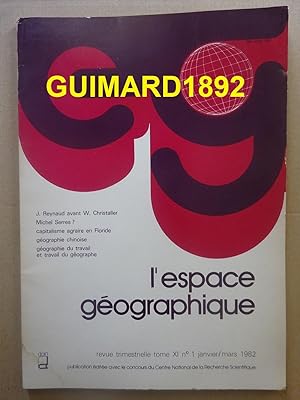 L'Espace géographique tome XI n°1 janvier 1982