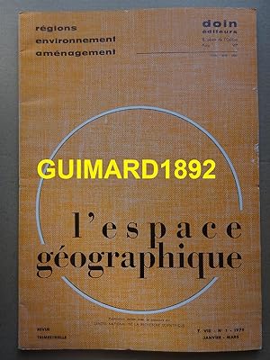 L'Espace géographique tome VIII n°1 janvier 1979