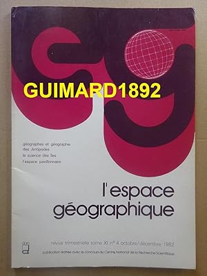 L'Espace géographique tome XI n°4 octobre 1982