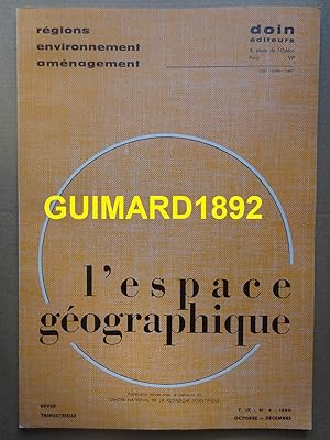 L'Espace géographique tome IX n°4 octobre 1980